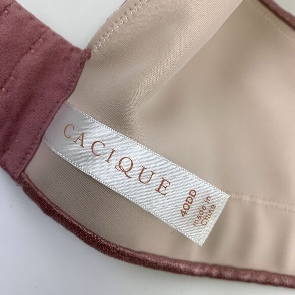 Cacique Invisible Lace Backsmoother Lightly Lined Balconette Bra Pink Size 40 DD - Picture 8 of 12